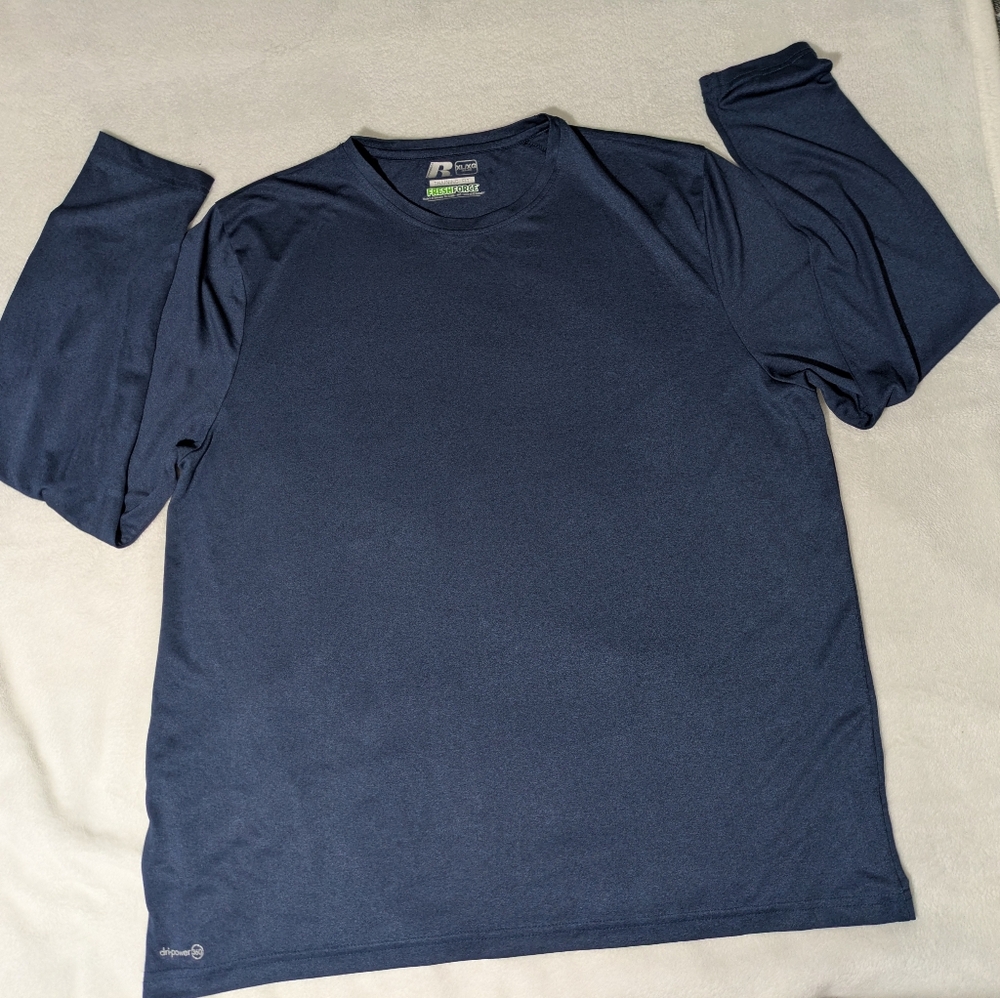 Russell Athletic Men's Dri-Power 360 Long Sleeve Training Shirt XL Navy Blue